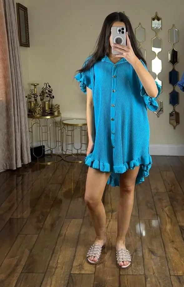 Kind Vibe Womens Gold Button Fril Dress (One Size 6-16)