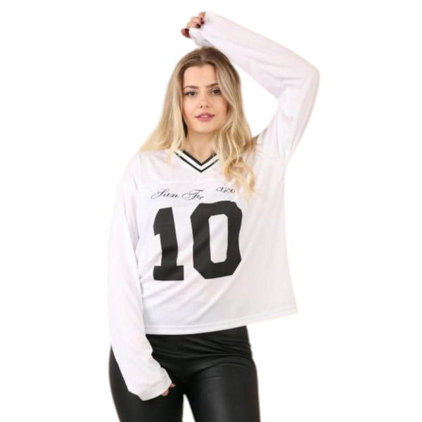 Kind Vibe No. 10 Women's Football Jersey T Shirt Top - White