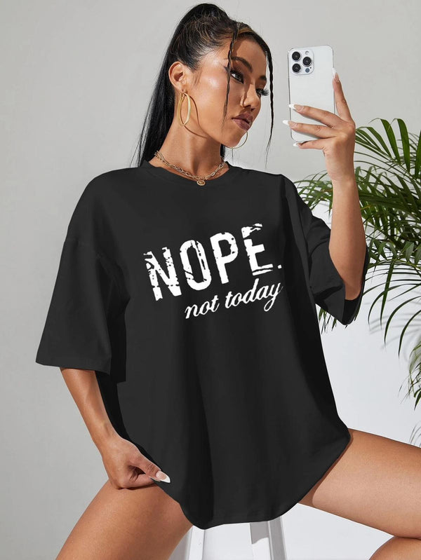 Kind Vibe Women's Nope Not Today Oversized T-Shirt - Black