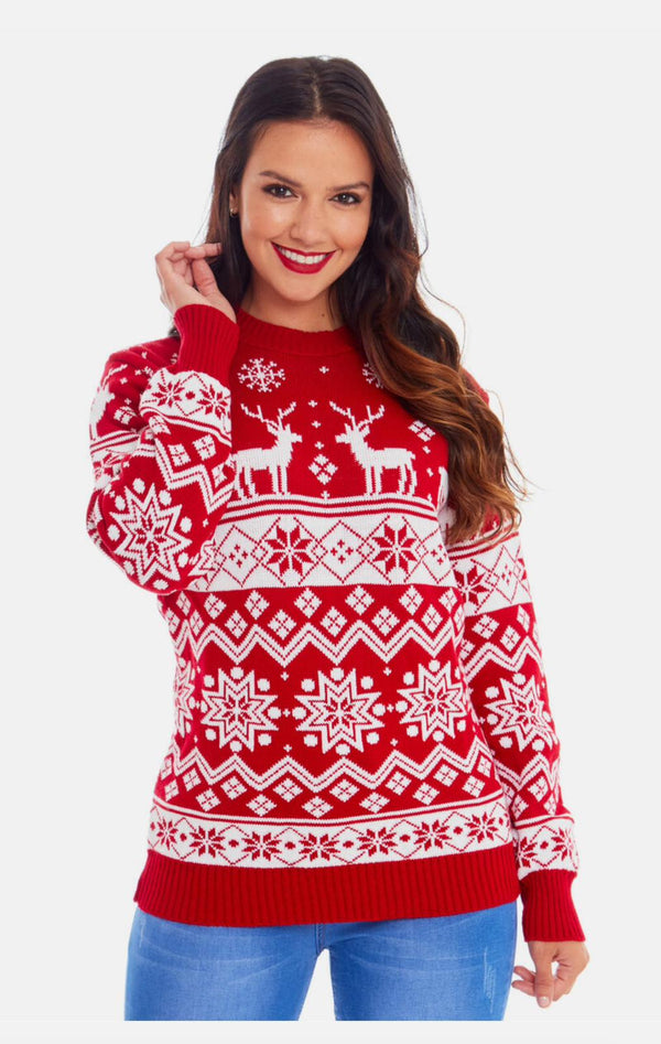 Kind Vibe Women's Family Christmas Jumper - Red