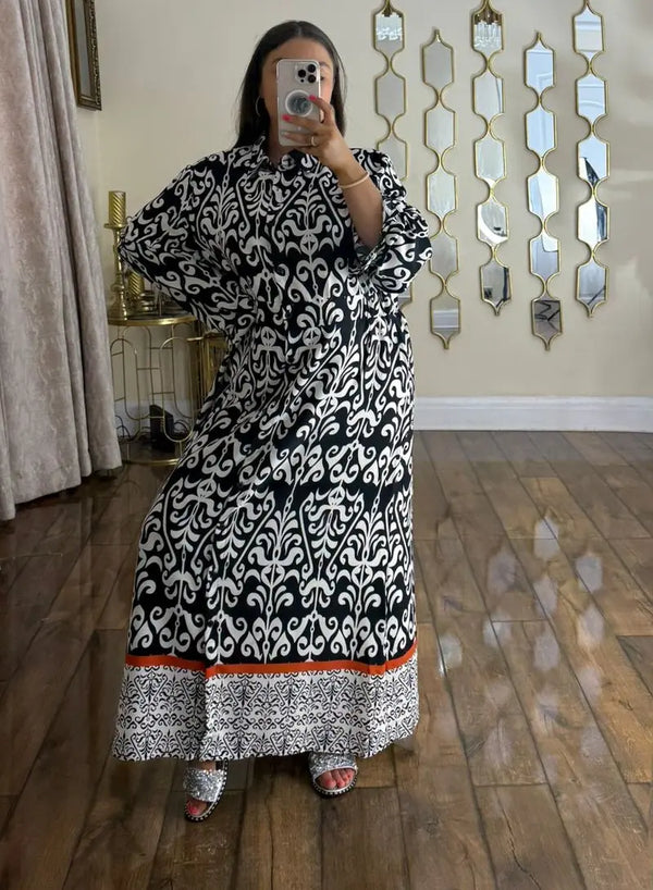 Kind Vibe Womens Printed Maxi Summer Dress (One Size 8-20) - Black