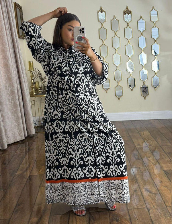 Kind Vibe Women's Printed Maxi Summer Dress (One Size 8-20) - Black