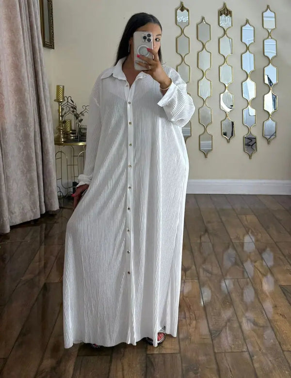 Kind Vibe Womens Pleated Satin Maxi Summer Dress (One Size 8-20) - White