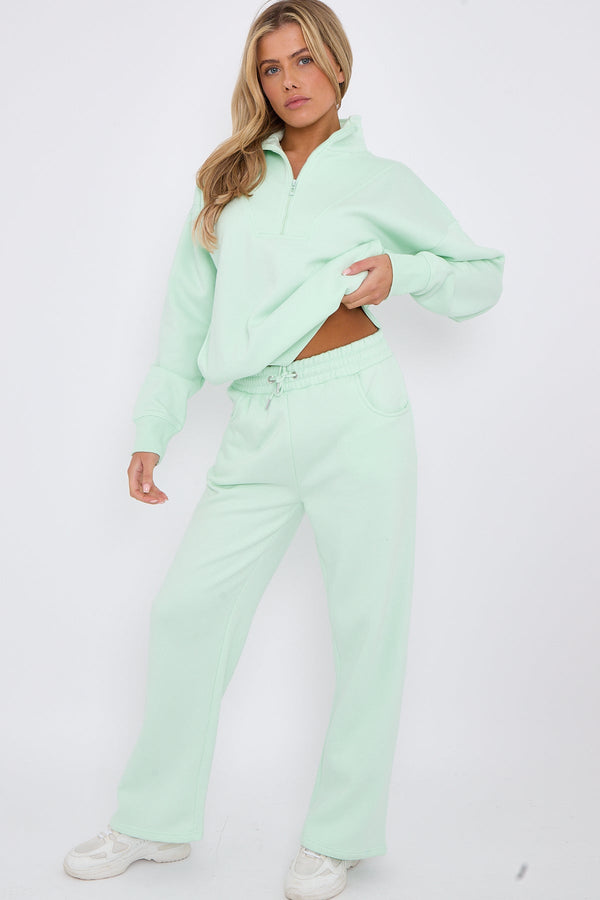Kind Vibe Women's 1/2 Zip Top & Jogger Fleece Co-ord Set - Mint