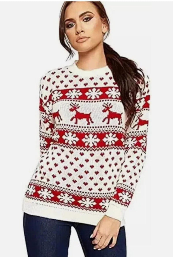 Kind Vibe Women's Snowflake Xmas Jumper - Cream