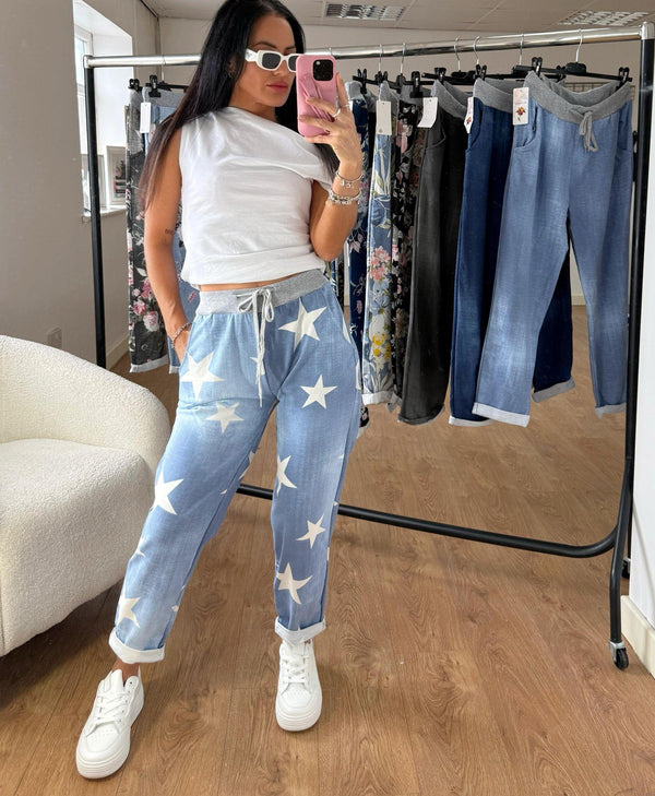 Kind Vibe Women's Cargo Trousers - Star Print