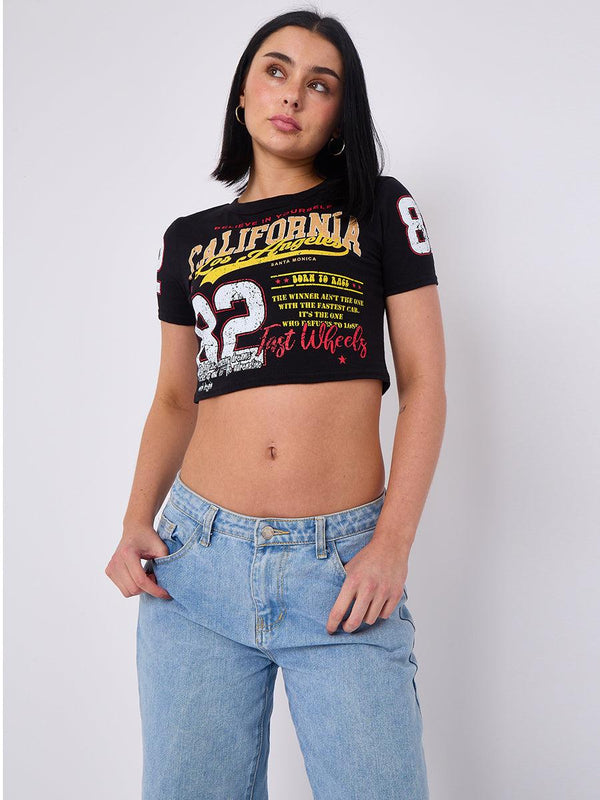 Kind Vibe Women's Believe In Yourself Graphic Printed Crop Top - Black