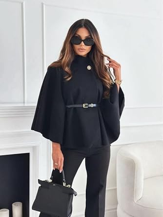 Kind Vibe Women's Cape Style Premium Belted Cape (One Size 6-14)