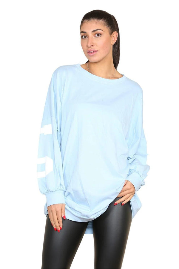 Kind Vibe Women's Buffalo Slogan Print Oversized Jumper Dress One Size (6-18) - Sky Blue