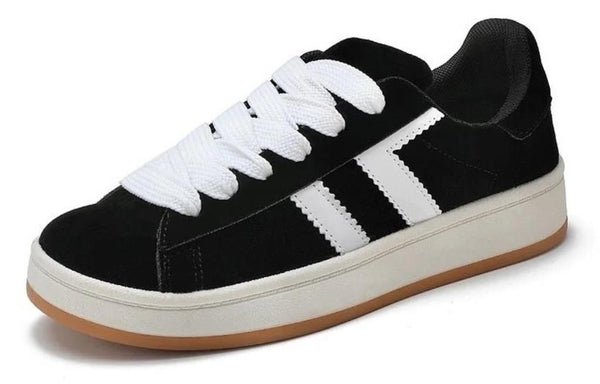 Kindvibe BM1101 Faux Leather Side Details Womens Trainers - Black White