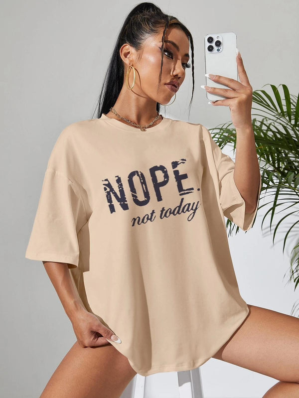 Kind Vibe Women's Nope Not Today Oversized T-Shirt - Beige