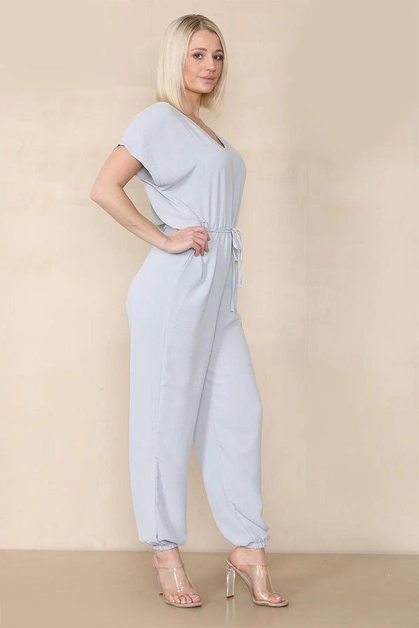Kind Vibe Women's Tie Waist Stylish Harem Jumpsuit (One Size 6-16) Womenswear Basic - Grey