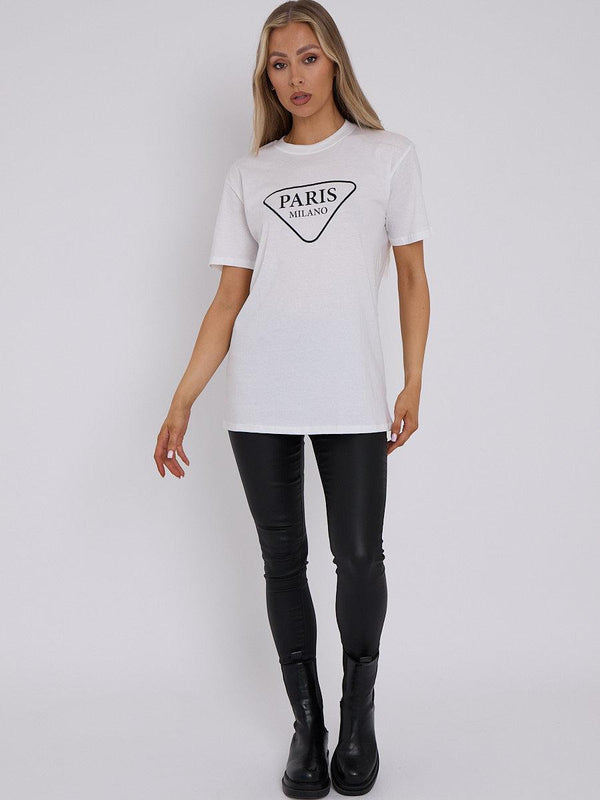 Kind Vibe Women's Paris Milano Printed T-Shirt - White