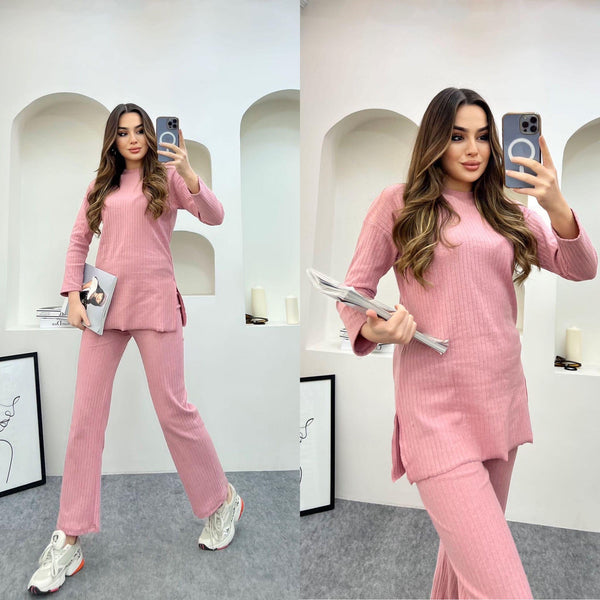 Kind Vibe Women's Two Piece Top and Trouser Co Ord Set One Size 6-12 - Pink