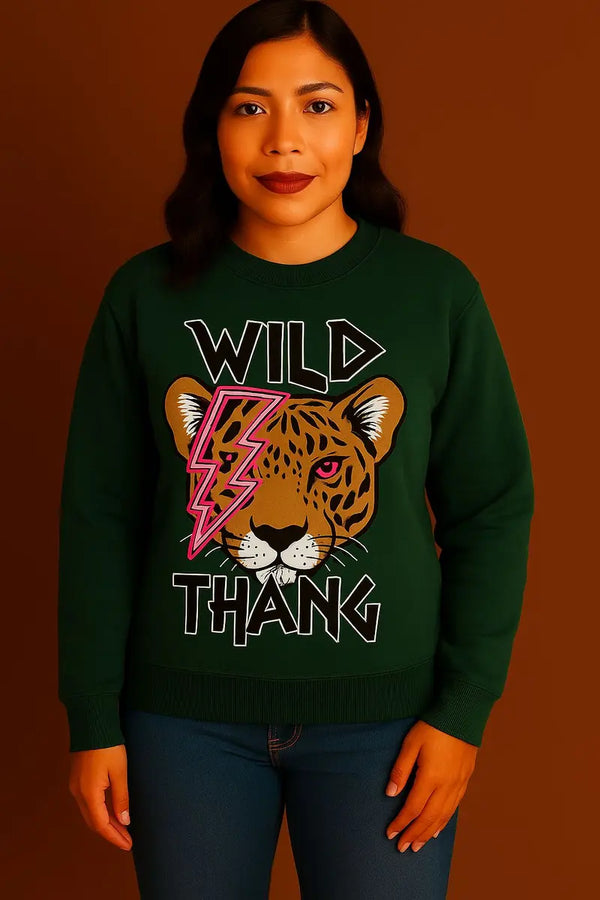 Kind Vibe Womens Wild Thand Print Sweat Shirt Top