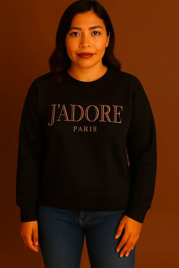 Knd Vibe Women's Jadore Paris Print Sweat Shirt Top