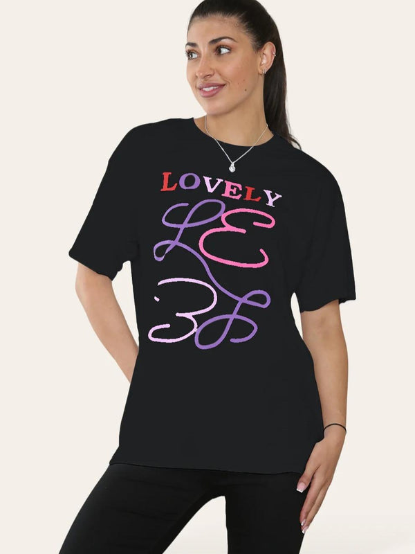 Kind Vibe Love Slogan Women's T Shirt Top Tshirt - Black
