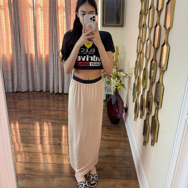 Kind Vibe Women's Summer Comfortable Tube Maxi Skirt - Beige