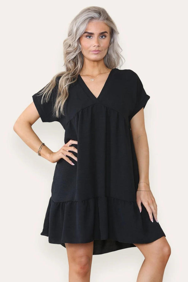 Kind Vibe Women's Fancy Style Tiered Smock Dress - Navy