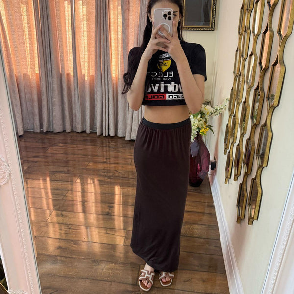 Kind Vibe Women's Summer Comfortable Tube Maxi Skirt - Brown