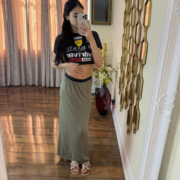 Kind Vibe Women's Summer Comfortable Tube Maxi Skirt - Khaki