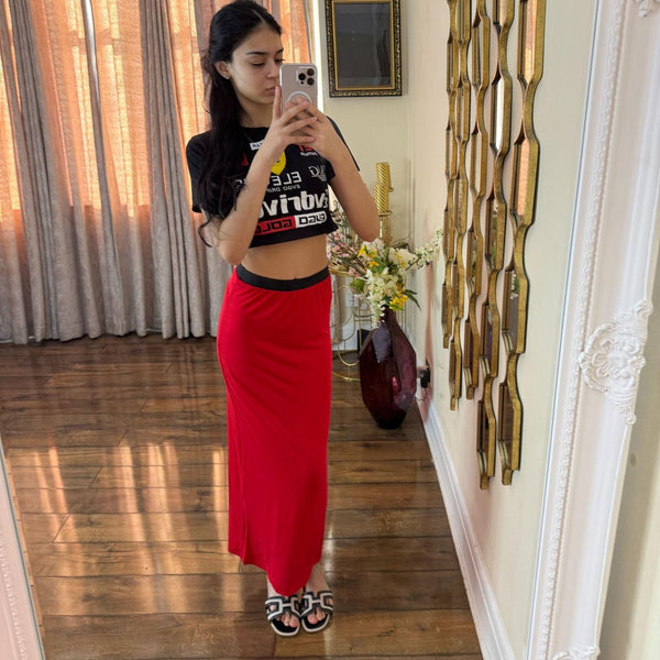 Kind Vibe Women's Summer Comfortable Tube Maxi Skirt - Red