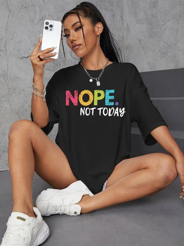 Kind Vibe Women's Nope Not Today Oversized T-Shirt - Black Multi