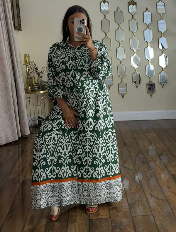Kind Vibe Womens Printed Maxi Summer Dress (One Size 8-20) - Green