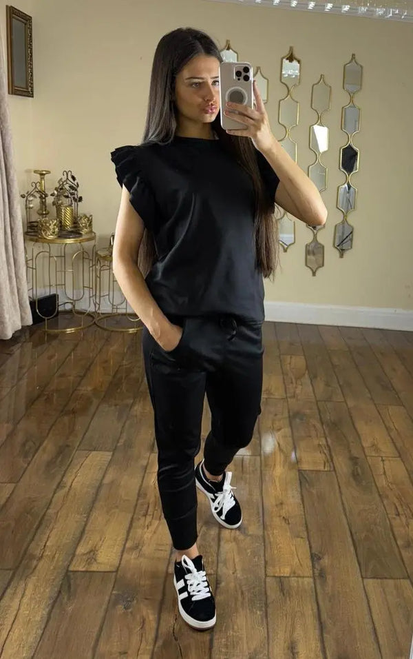 Kind Vibe Womens Frill Top and Trouser Co-Ord Set (One Size 6-12)
