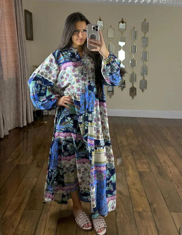 Kind Vibe Womens Printed Summer Modest Maxi Dress (One Size 6-20)