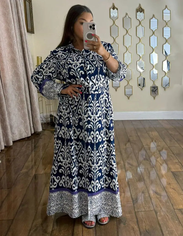 Kind Vibe Womens Printed Maxi Summer Dress (One Size 8-20) - Blue