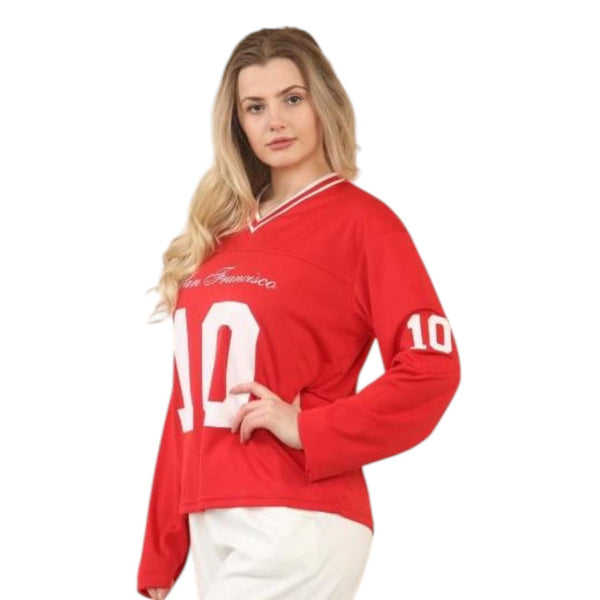Kind Vibe No. 10 Women's Football Jersey T Shirt Top - Red