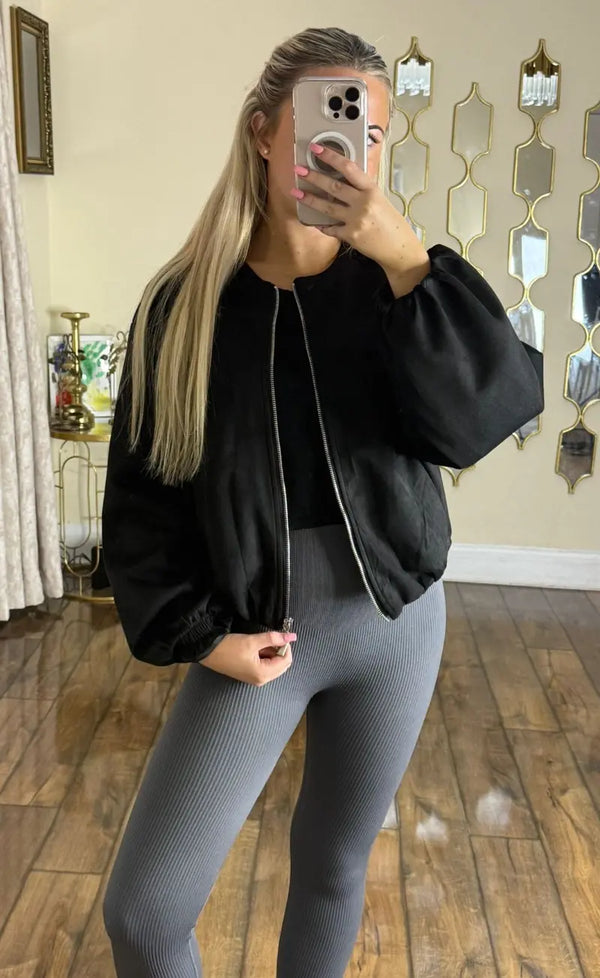 Kind Vibe Women's Premium Quality Suede Bomber Jacket (Made Iin Italy)