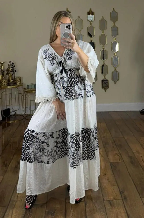 Kind Vibe Women's Midi and Maxi Summer Black white Printed Dress