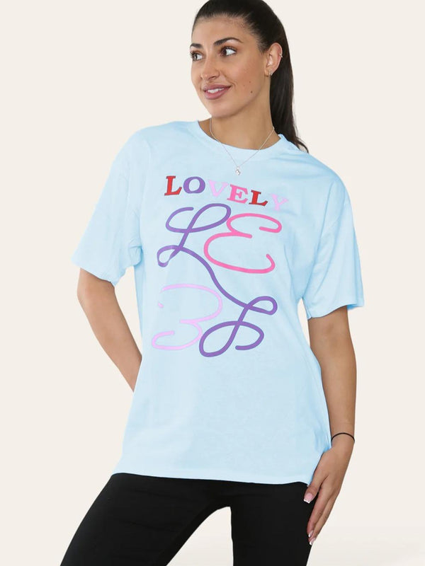 Kind Vibe Love Slogan Women's T Shirt Top Tshirt - Sky Blue