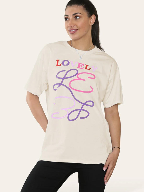 Kind Vibe Love Slogan Women's T Shirt Top Tshirt - Beige