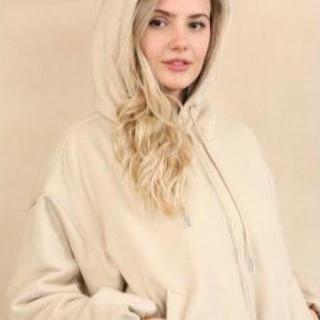 Kind Vibe  Women's Bubble Hem Cropped Fleece Lined Jacket - Oatmeal
