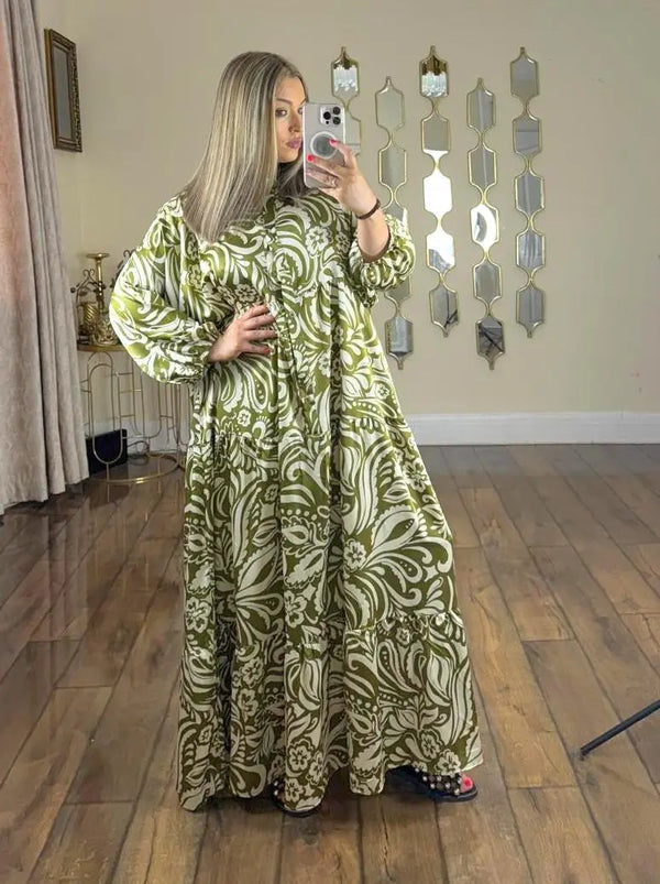 Kind Vibe Womens All Over Print Summer Modest Maxi Dress (One Size 8-20)