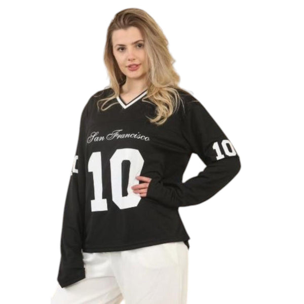 Kind Vibe No. 10 Women's Football Jersey T Shirt Top - Black