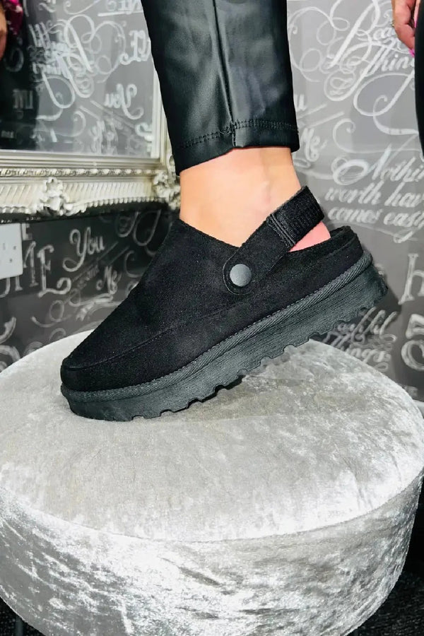 Kind Vibe Women's Faux Suede Strappy Clogs Slip-ons Slippers Mules - Black
