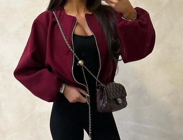 Kind Vibe Women's Premium Quality Bomber Jacket Made in Italy - Wine