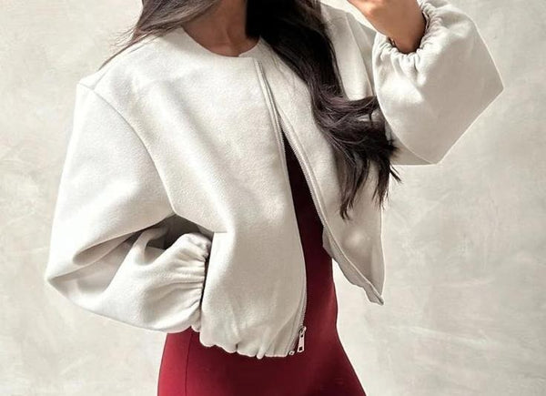 Kind Vibe Women's Premium Quality Bomber Jacket Made in Italy - Beige