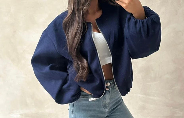 Kind Vibe Women's Premium Quality Bomber Jacket Made in Italy - Navy
