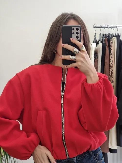Kind Vibe Women's Premium Quality Bomber Jacket Made in Italy - Red