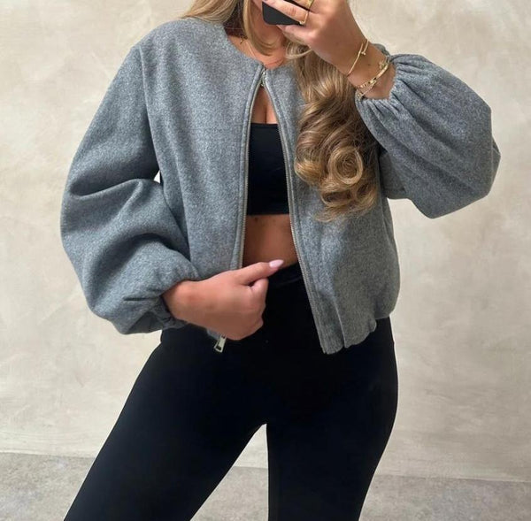Kind Vibe Women's Premium Quality Bomber Jacket Made in Italy - Grey