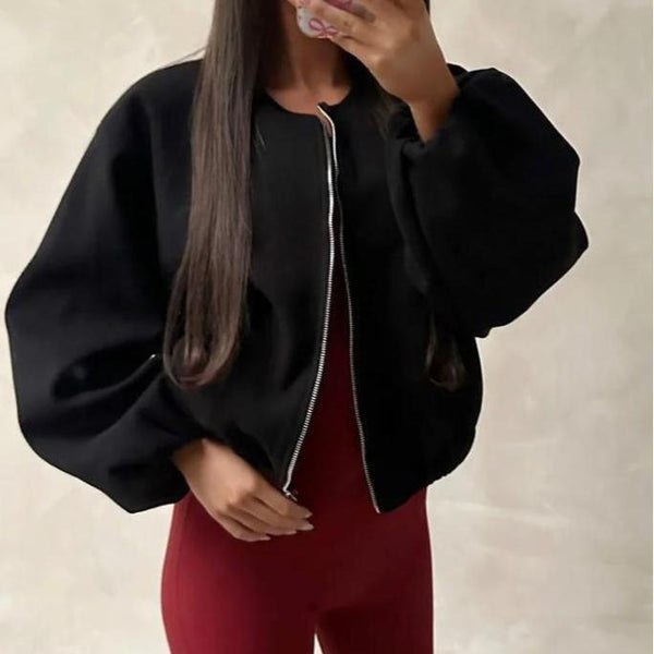 Kind Vibe Women's Premium Quality Bomber Jacket Made in Italy - Black