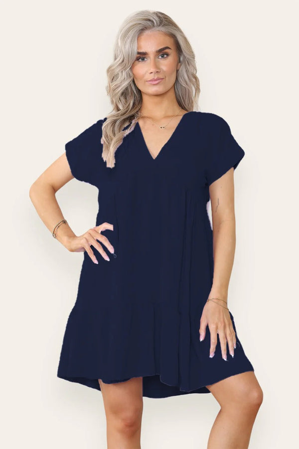 Kind Vibe Women's Fancy Style Tiered Smock Dress